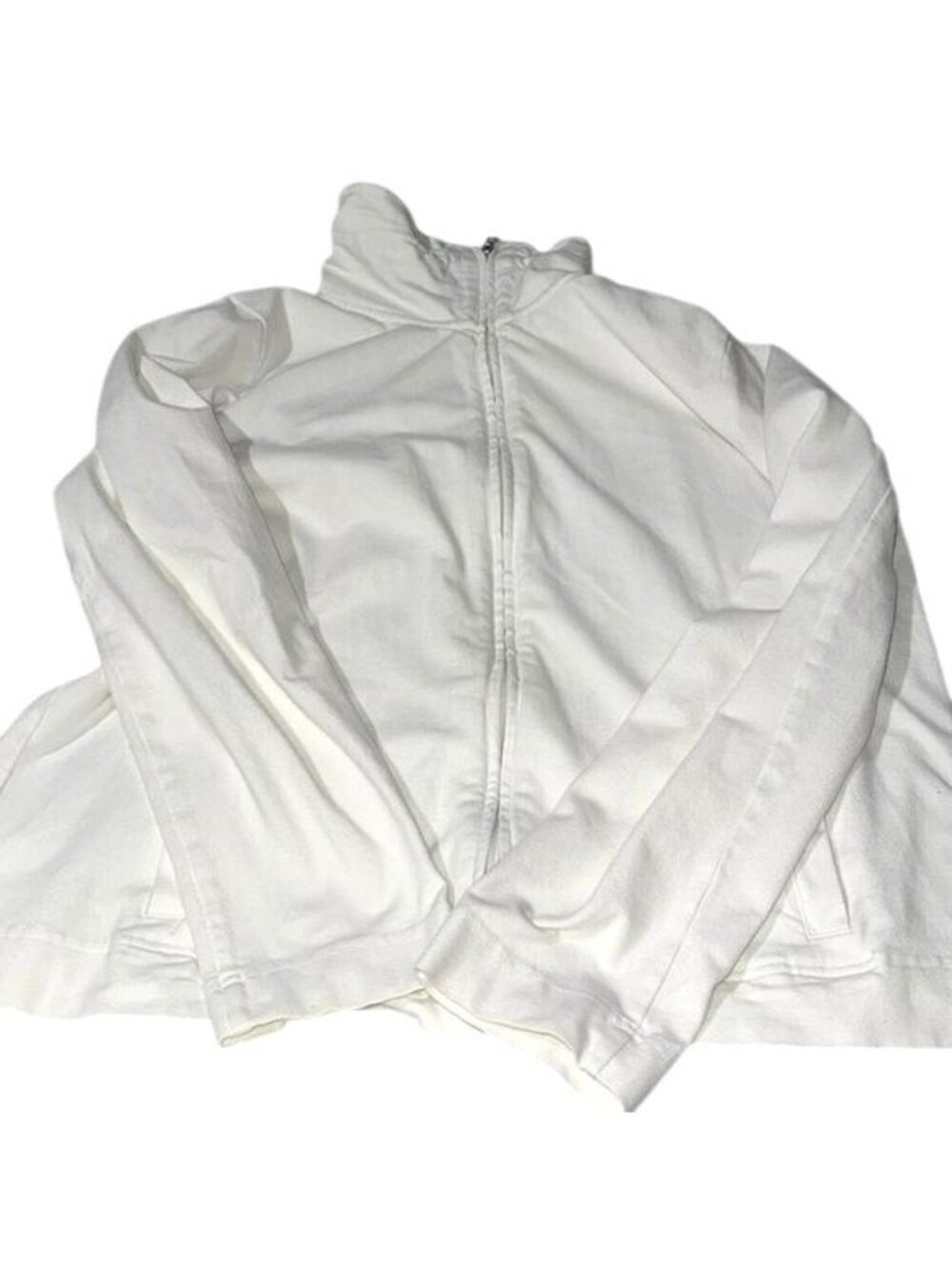 Womens White Zip-Up Jacket Croft & Barrow XL Cotton Blend Lightweight Hoodie - Picture 2 of 8